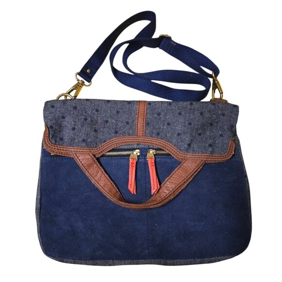 Fossil Blue and Brown Shoulder Bag - Picture 1 of 15